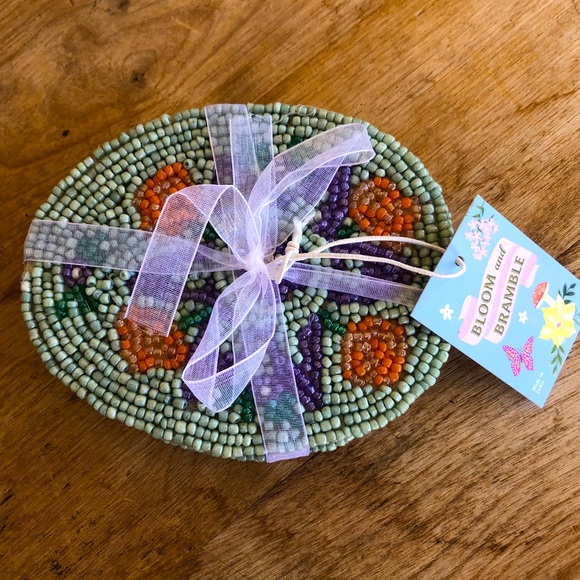 BEADED🐣EASTER EGG COASTER Set of 4 from Pier I Never Used NEW! CUTE!!!🐓 - Picture 3 of 5